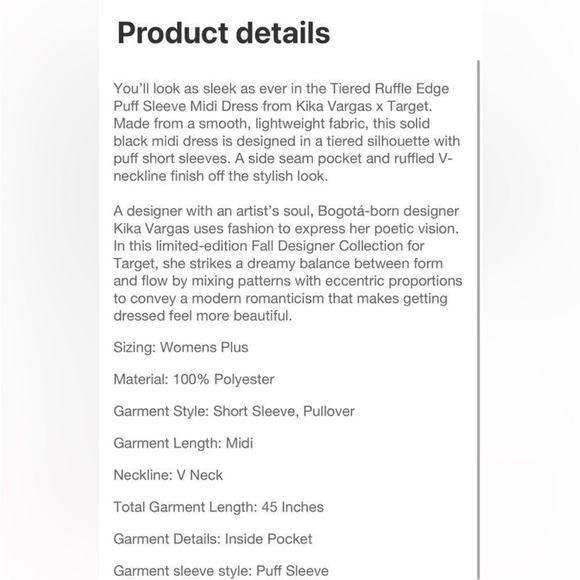 Kika Vargas Black Midi Dress with Puff Sleeves - Picture 3 of 5